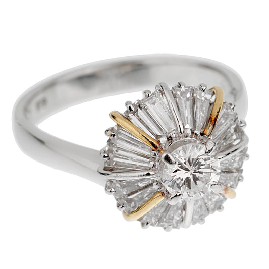 Mikimoto Ballerina Platinum Diamond Cocktail Ring Size 5 3/4