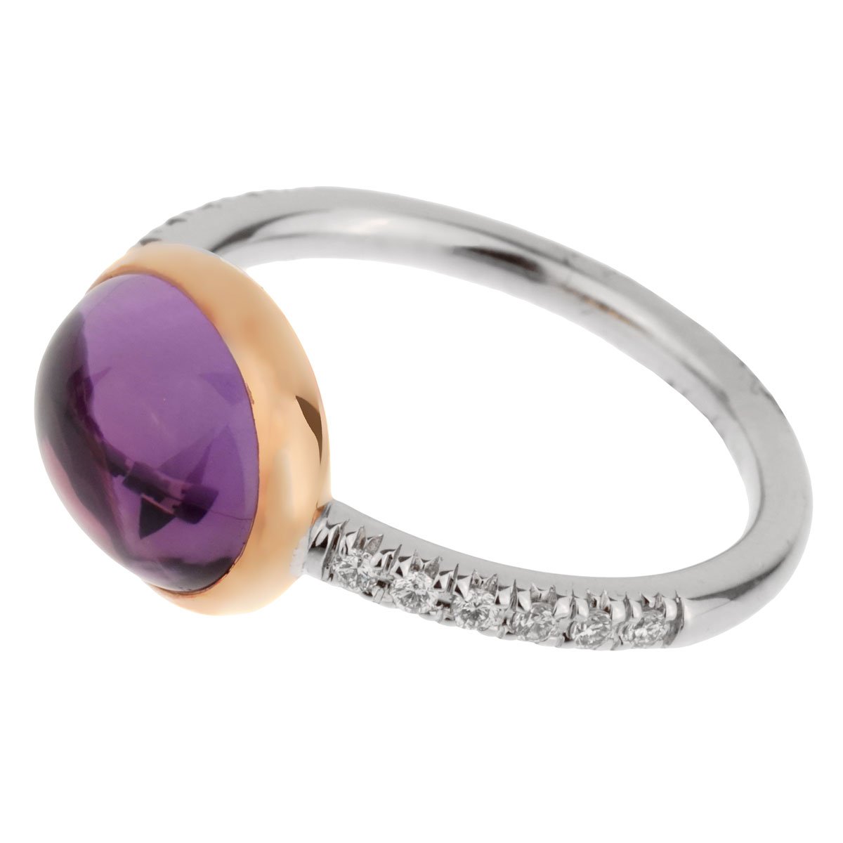 Mimi Milano Amethyst Diamond White Gold Ring Sz 5 1/2
