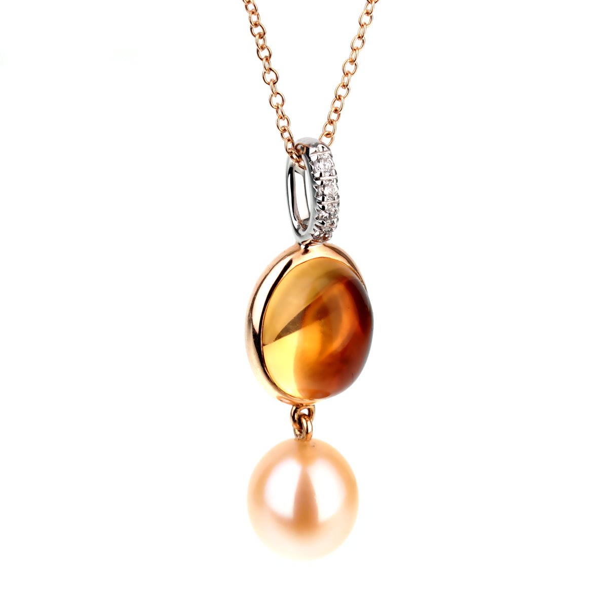 Mimi Milano Citrine Pearl Diamond Necklace