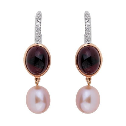 Mimi Milano Garnet Pearl Diamond 18k Rose Gold Earrings