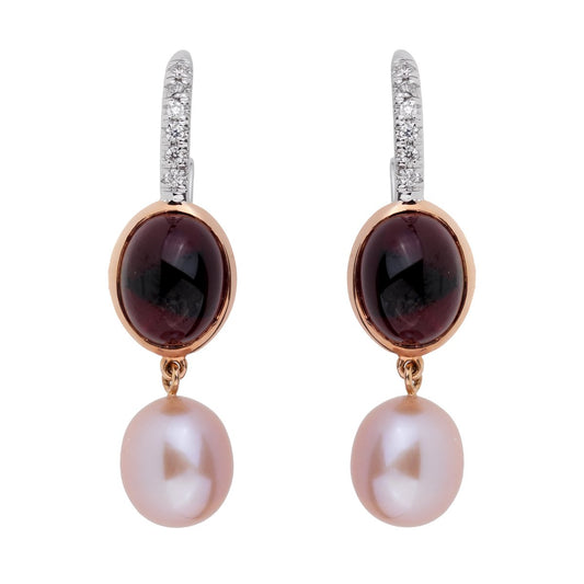 Mimi Milano Garnet Pearl Diamond 18k Rose Gold Earrings