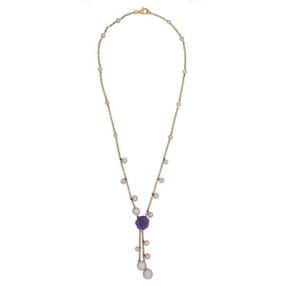 Mimi Milano Lavender Jade Pearl 18k Rose Gold Necklace