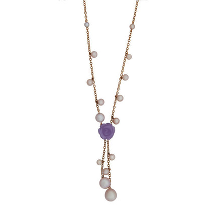 Mimi Milano Lavender Jade Pearl 18k Rose Gold Necklace