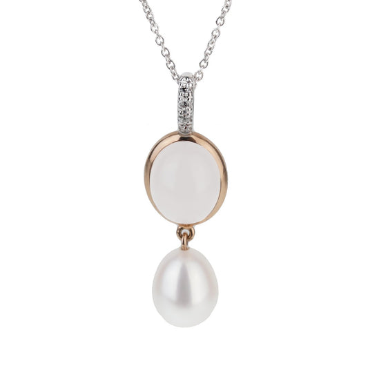 Mimi Milano Milky Quartz Pearl Diamond Necklace
