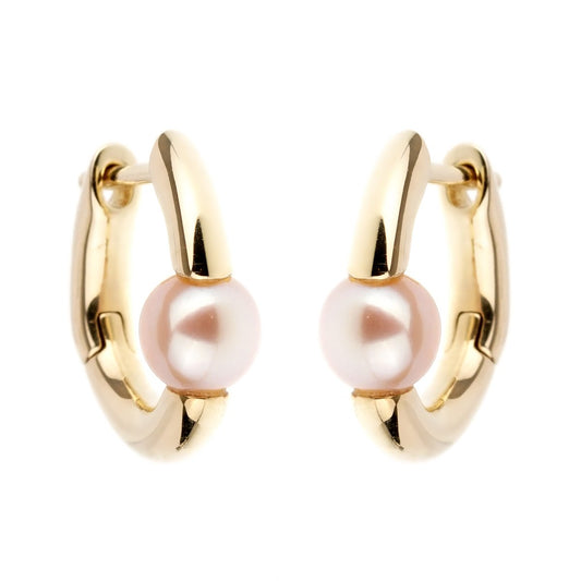 Mimi Milano Pearl Gold Hoop Earrings