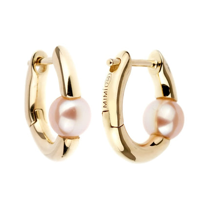 Mimi Milano Pearl Gold Hoop Earrings