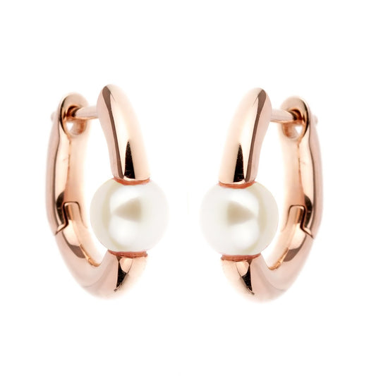 Mimi Milano Pearl Gold Hoop Earrings