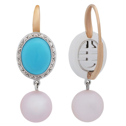 Mimi Milano Turquoise Pearl Diamond Earrings