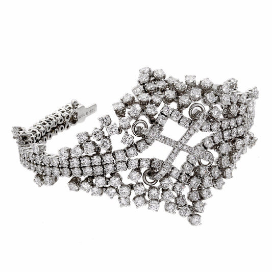Petite Ladies Flexible Diamond Tennis 18k White Gold Bracelet