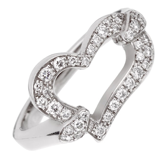 Piaget Heart Diamond 18k White Gold Cocktail Band Ring Sz 6 1/2