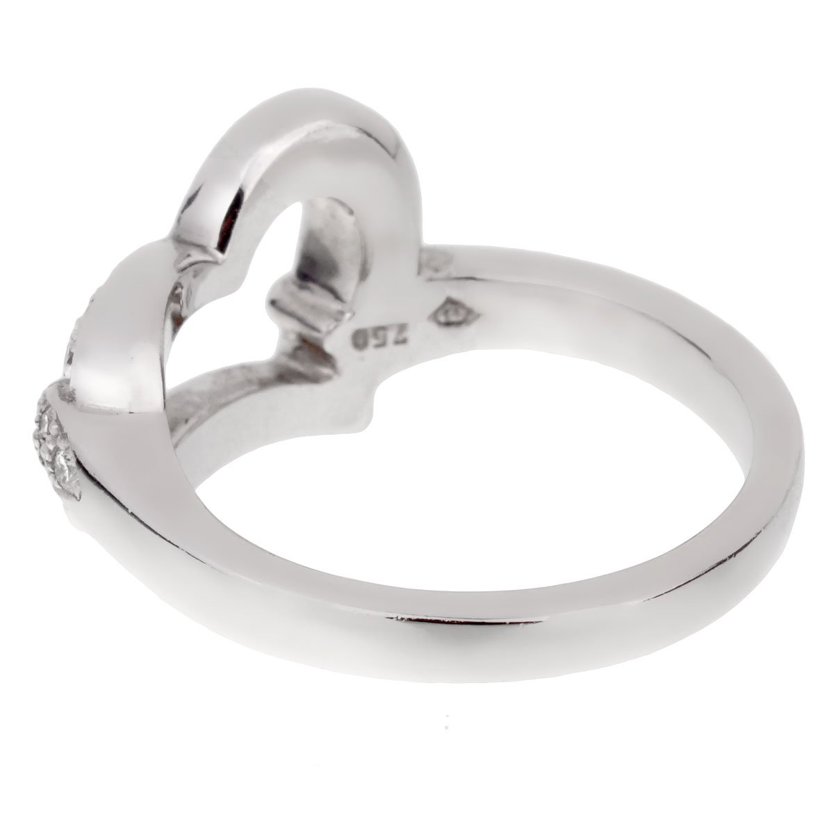 Piaget Heart Diamond 18k White Gold Cocktail Band Ring Sz 6 1/2