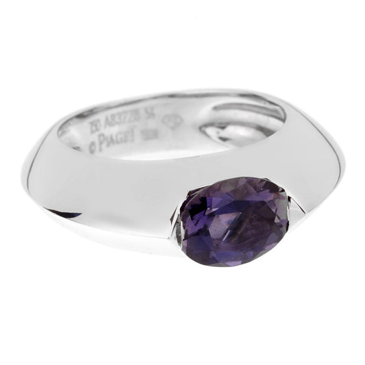 Piaget Iolite Diamond 18k White Gold Cocktail Band Ring Sz 6 1/2
