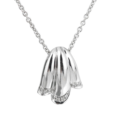 Piaget Vintage Diamond Tulip 18k White Gold Pendant Necklace