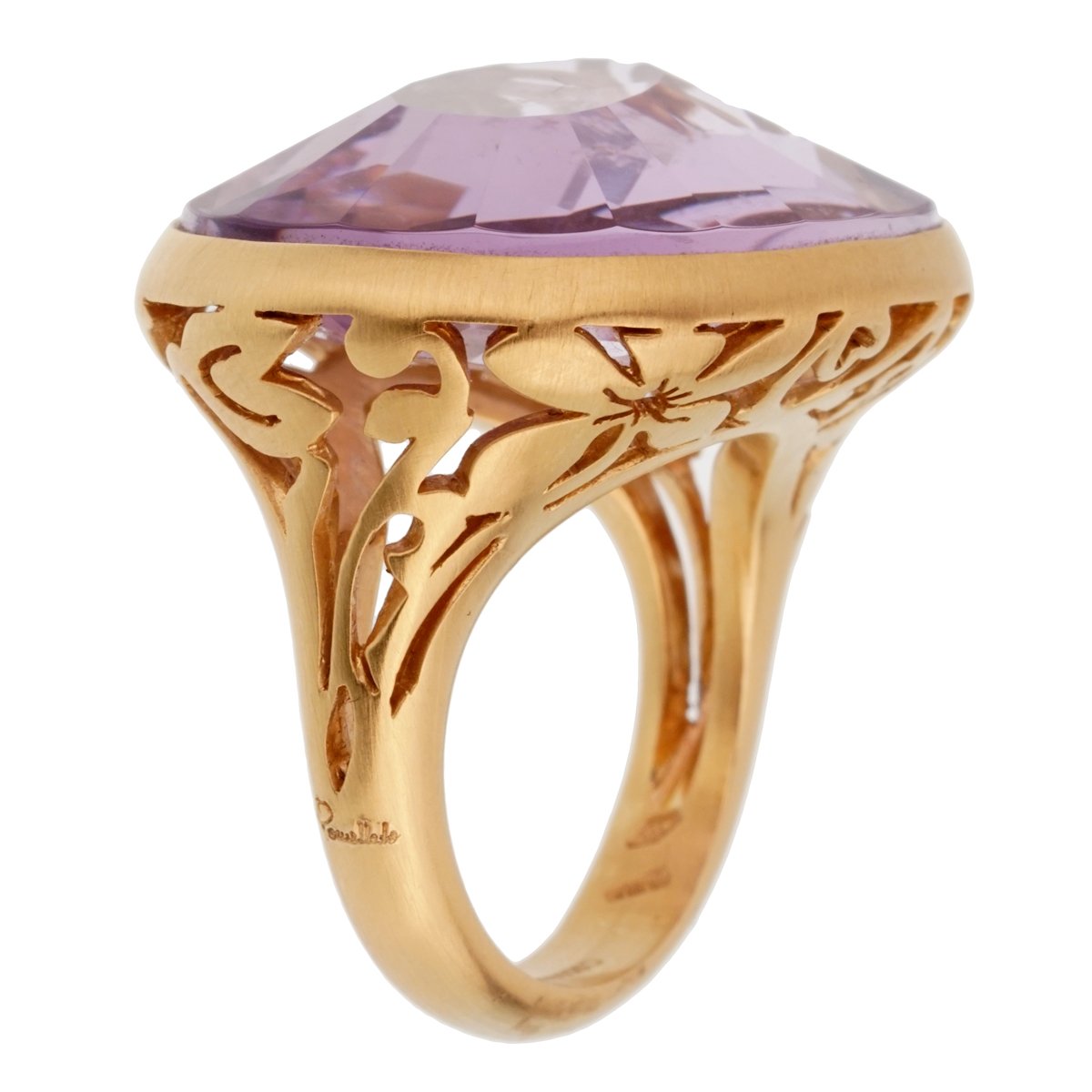 Pomellato 10ct Amethyst Cocktail 18k Rose Gold Ring Sz 6 1/4