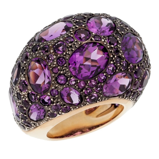 Pomellato 12 Carat Amethyst Cocktail Rose Gold Ring Sz 6