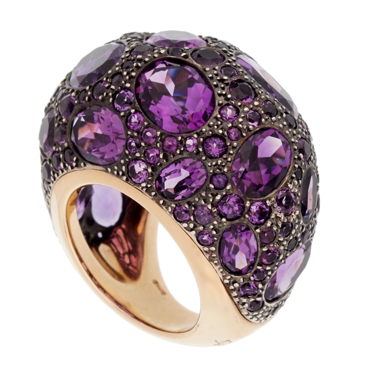 Pomellato 12 Carat Amethyst Cocktail Rose Gold Ring Sz 6