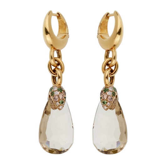 Pomellato 12 Carat Green Quartz Diamond Drop Earrings