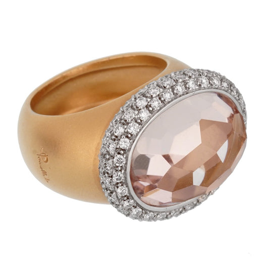 Pomellato 13 Carat Morganite Diamond Rose Cocktail Ring Sz 7