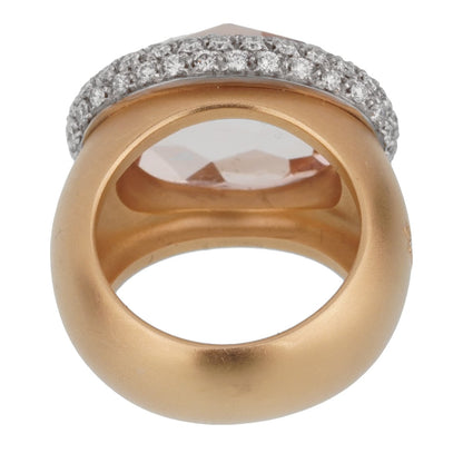 Pomellato 13 Carat Morganite Diamond Rose Cocktail Ring Sz 7