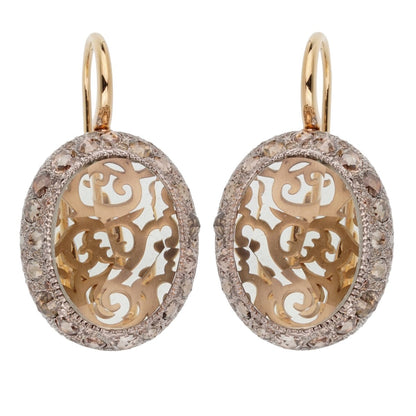 Pomellato 14 Carat Prasiolite Diamond Rose Gold Drop Earrings