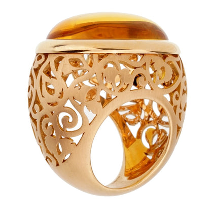 Pomellato  19.94 Carat Amber 18k Rose Gold Cocktail Ring Sz 5 3/4