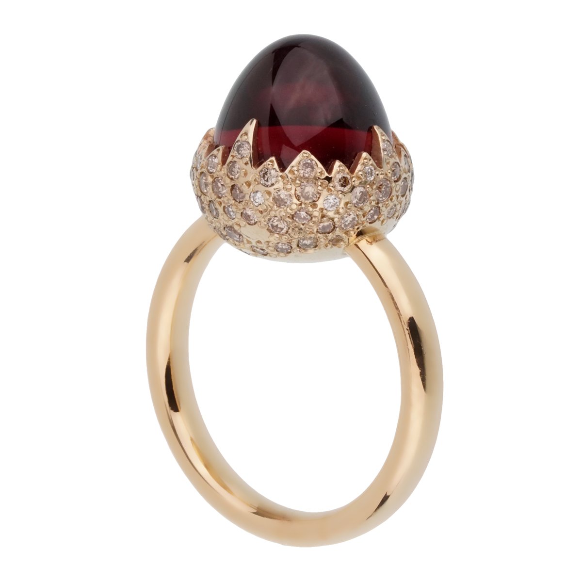 Pomellato  6 Carat Garnet Diamond Rose Gold Ring Sz 5 1/4