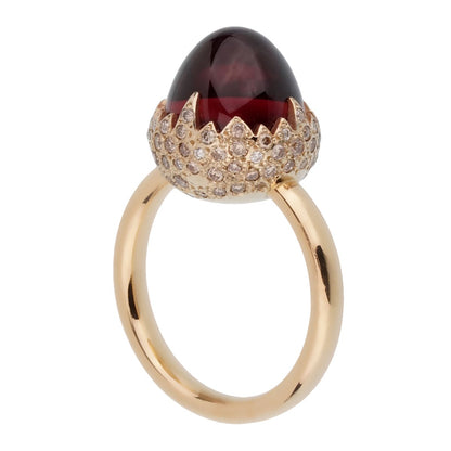 Pomellato  6 Carat Garnet Diamond Rose Gold Ring Sz 5 1/4