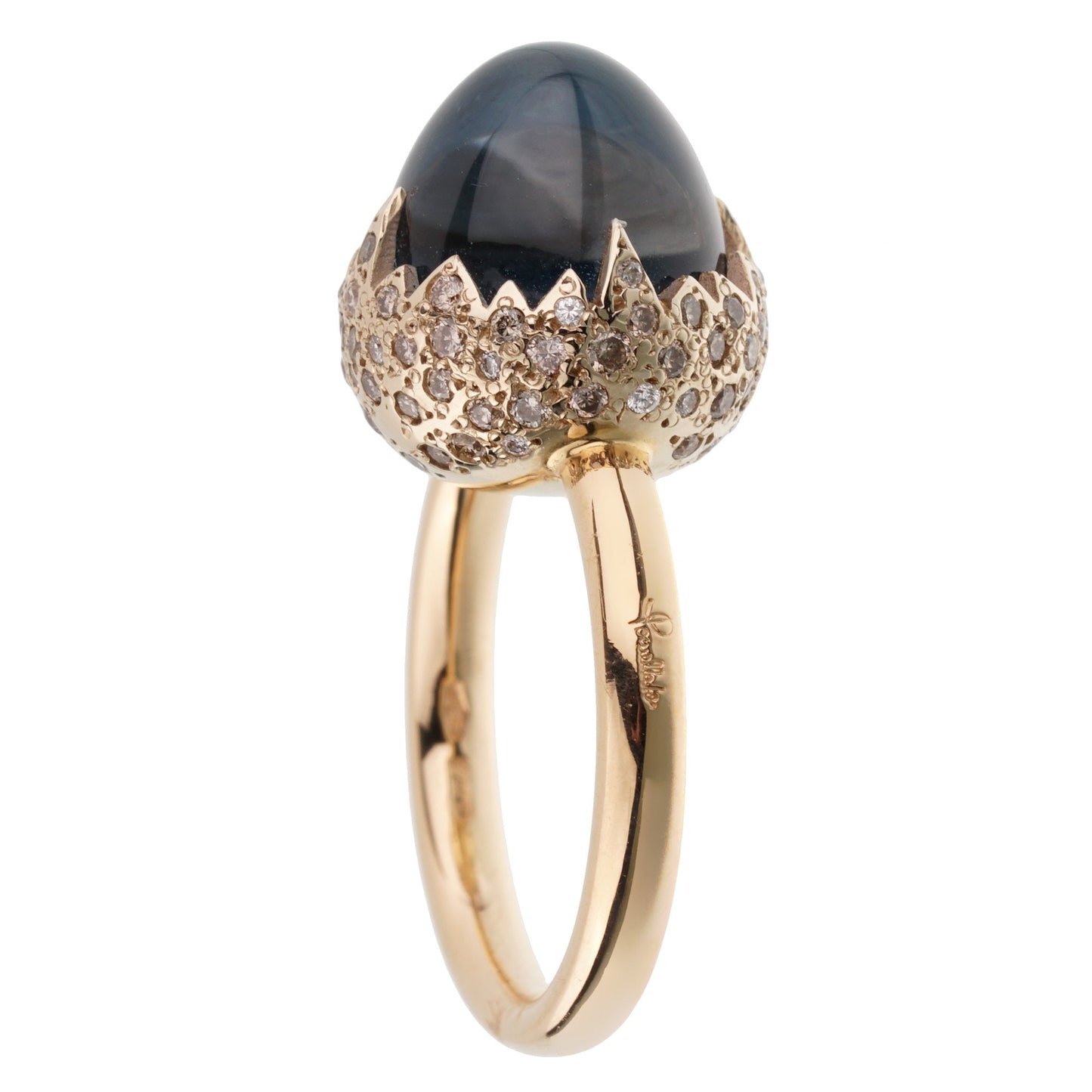 Pomellato 7.95ct Blue Topaz Fancy Diamond Cocktail Ring Sz 5
