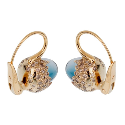 Pomellato 9 Carat Topaz Diamond Rose Gold Earrings