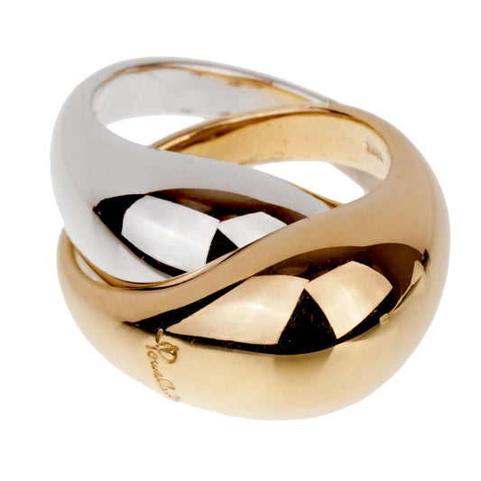 Pomellato Bombe White Yellow Gold Cocktail Ring Sz 5