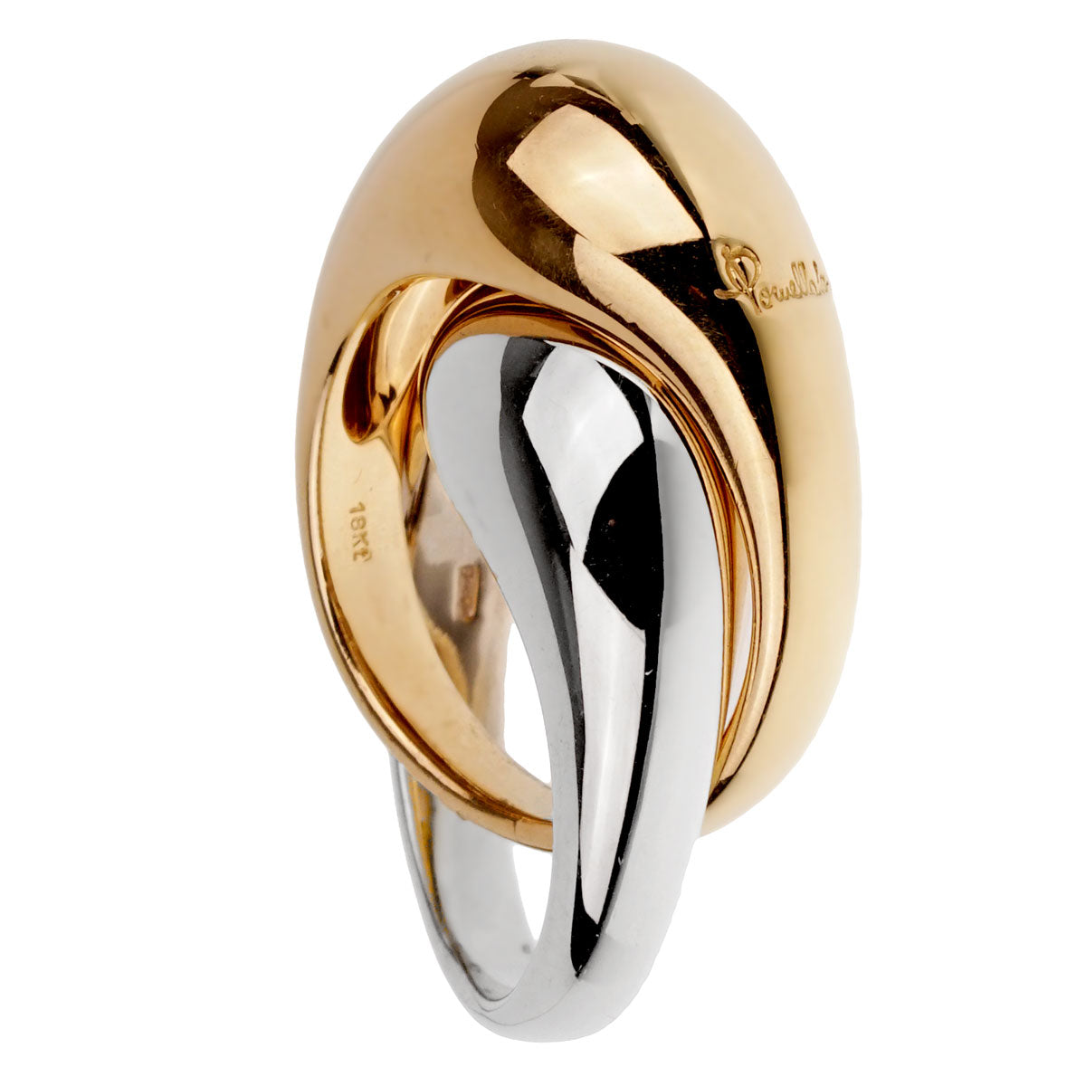 Pomellato Bombe White Yellow Gold Cocktail Ring Sz 5
