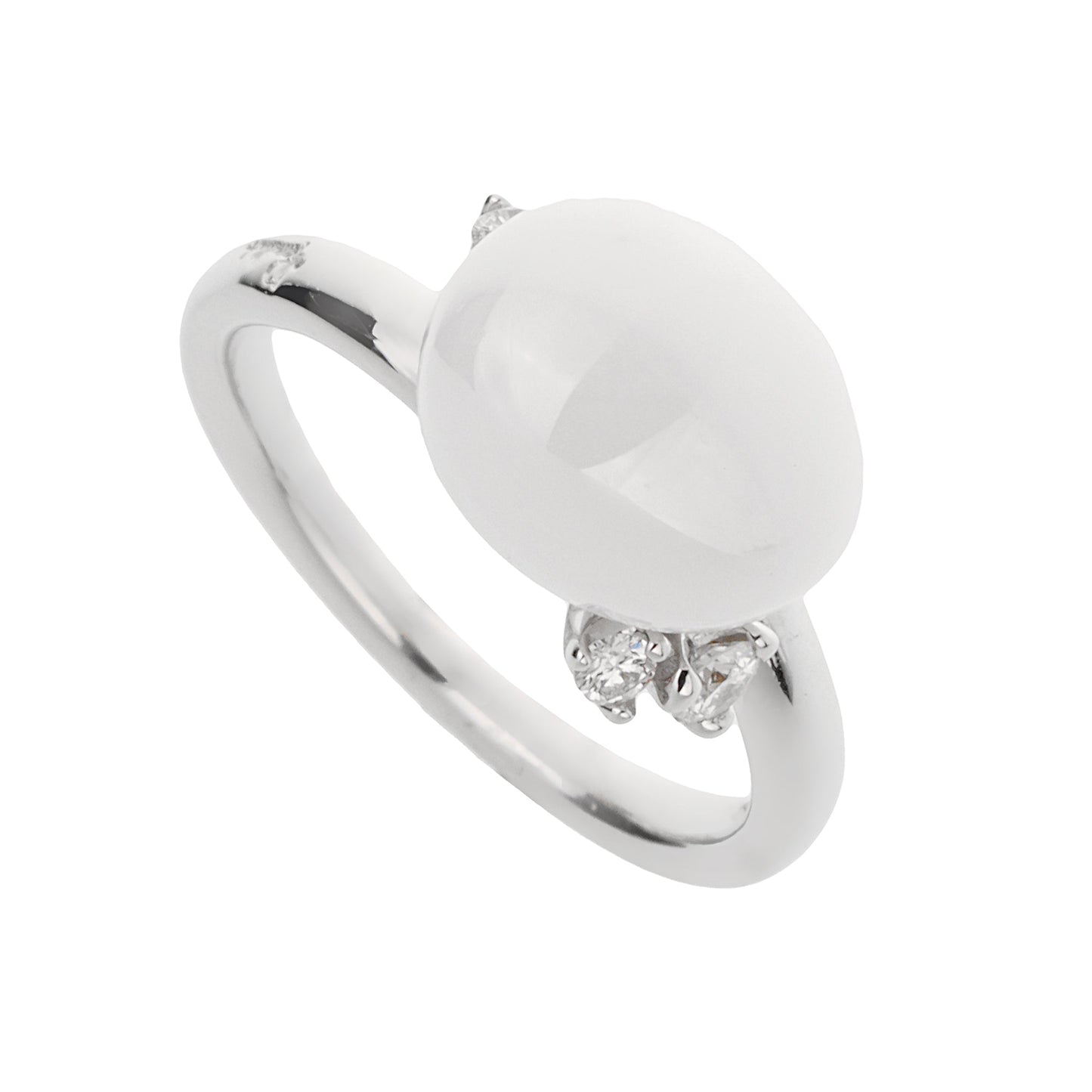 Pomellato Capri Agate Diamond 18k White Gold Cocktail Ring