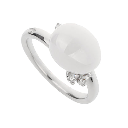 Pomellato Capri Agate Diamond 18k White Gold Cocktail Ring