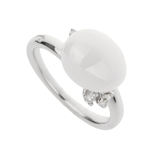 Pomellato Capri Agate Diamond 18k White Gold Cocktail Ring