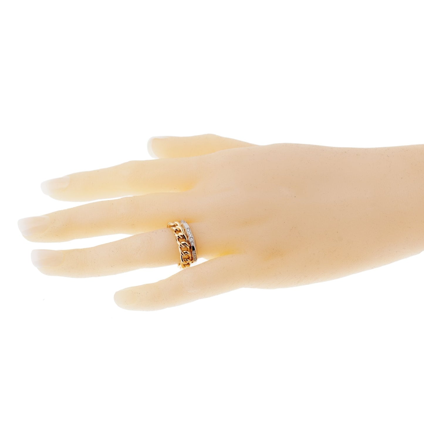 Pomellato 18k Cuban Link Diamond Faceted Stacking Band Ring Sz 5