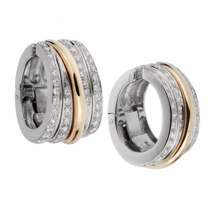 Pomellato Diamond Hoop 18k Rose & White Gold Earrings