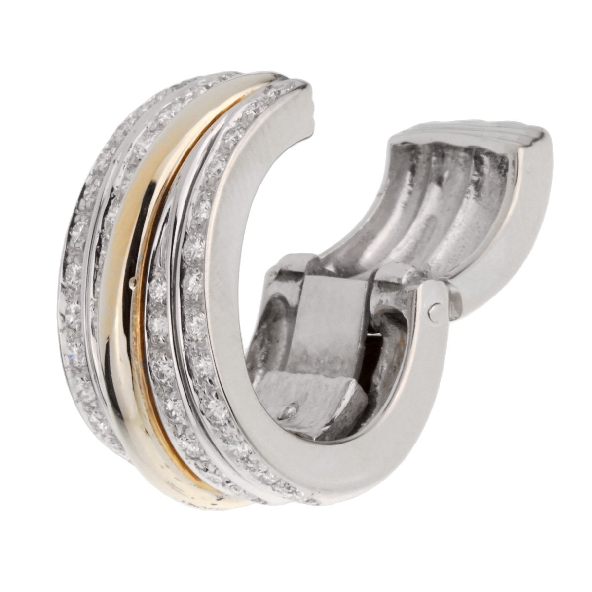Pomellato Diamond Hoop 18k Rose & White Gold Earrings