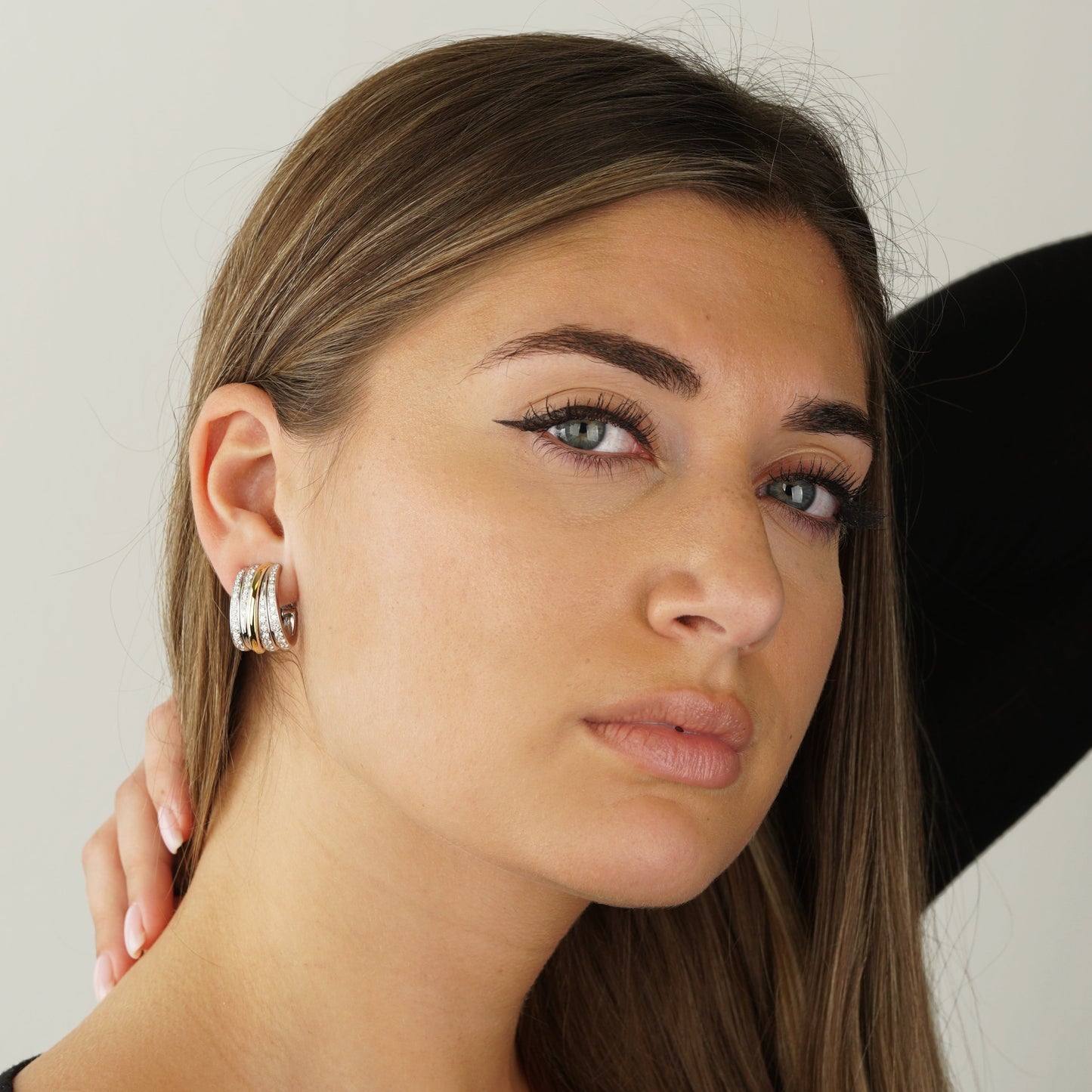 Pomellato Diamond Hoop 18k Rose & White Gold Earrings