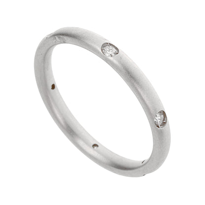 Pomellato 18k White Gold Diamond Matte Finish Band Ring