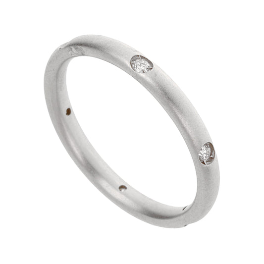 Pomellato 18k White Gold Diamond Matte Finish Band Ring