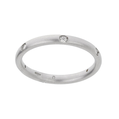Pomellato 18k White Gold Diamond Matte Finish Band Ring