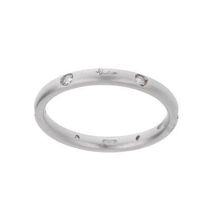 Pomellato 18k White Gold Diamond Matte Finish Band Ring