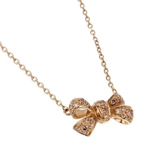 Pomellato Fancy Diamond Bow 18k Yellow Gold Pendant Necklace