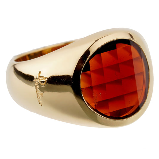 Pomellato Garnet 18k Yellow Gold Cocktail Ring Sz 6 3/4
