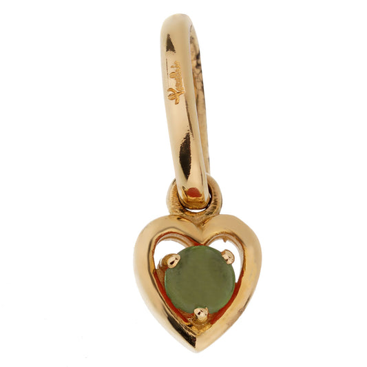 Pomellato Green Chalcedony Heart Pendant 18k Yellow Gold Necklace