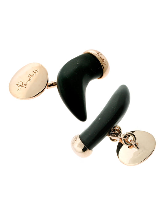 Pomellato Horn 9k Rose Gold Jet Cufflinks