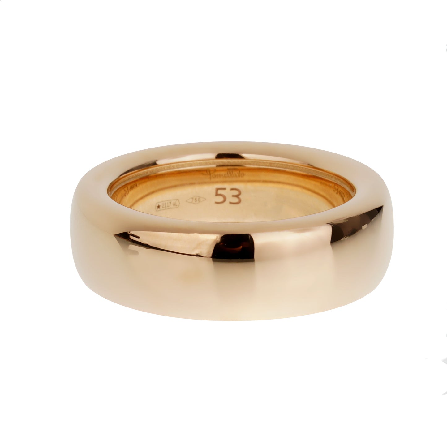 Pomellato Iconica Slim Diamond 18k Rose Gold Band Ring Sz 6 1/4