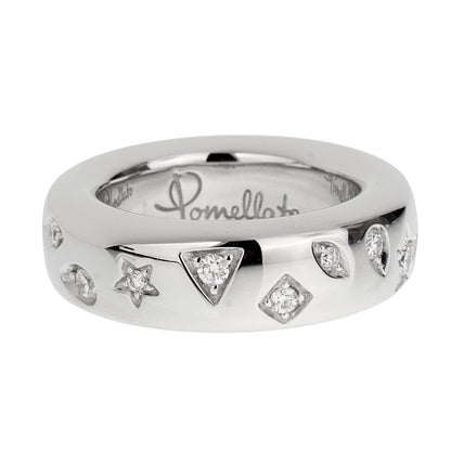 Pomellato Iconica 18K White Gold & Diamond Band Ring Sz 6 1/2