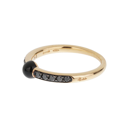 Pomellato M'ama Non M'ama 18k Rose Gold Onyx Diamond Ring Sz 6