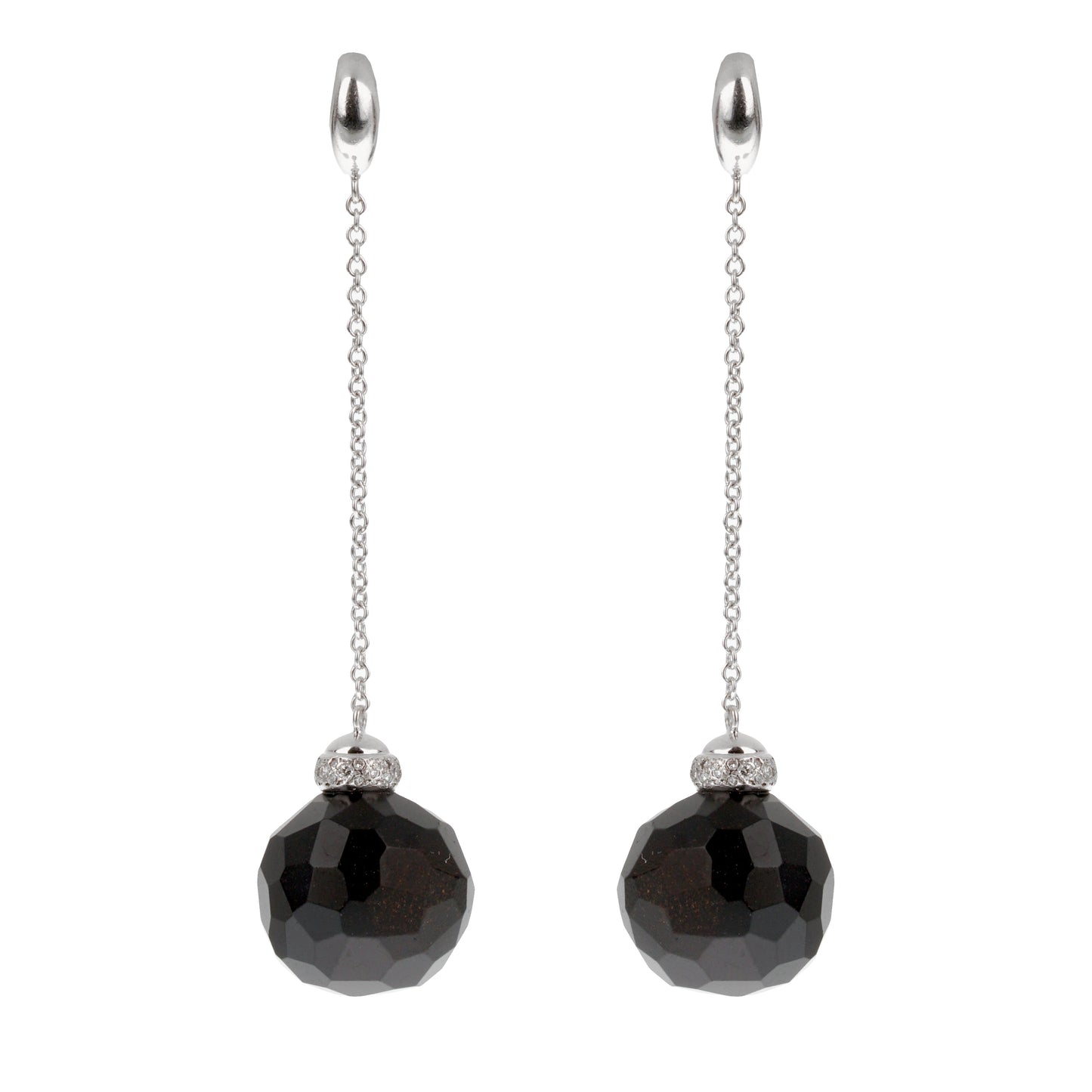 Pomellato Victoria Onyx Diamond 18k White Gold Diamond Disco Ball Earrings